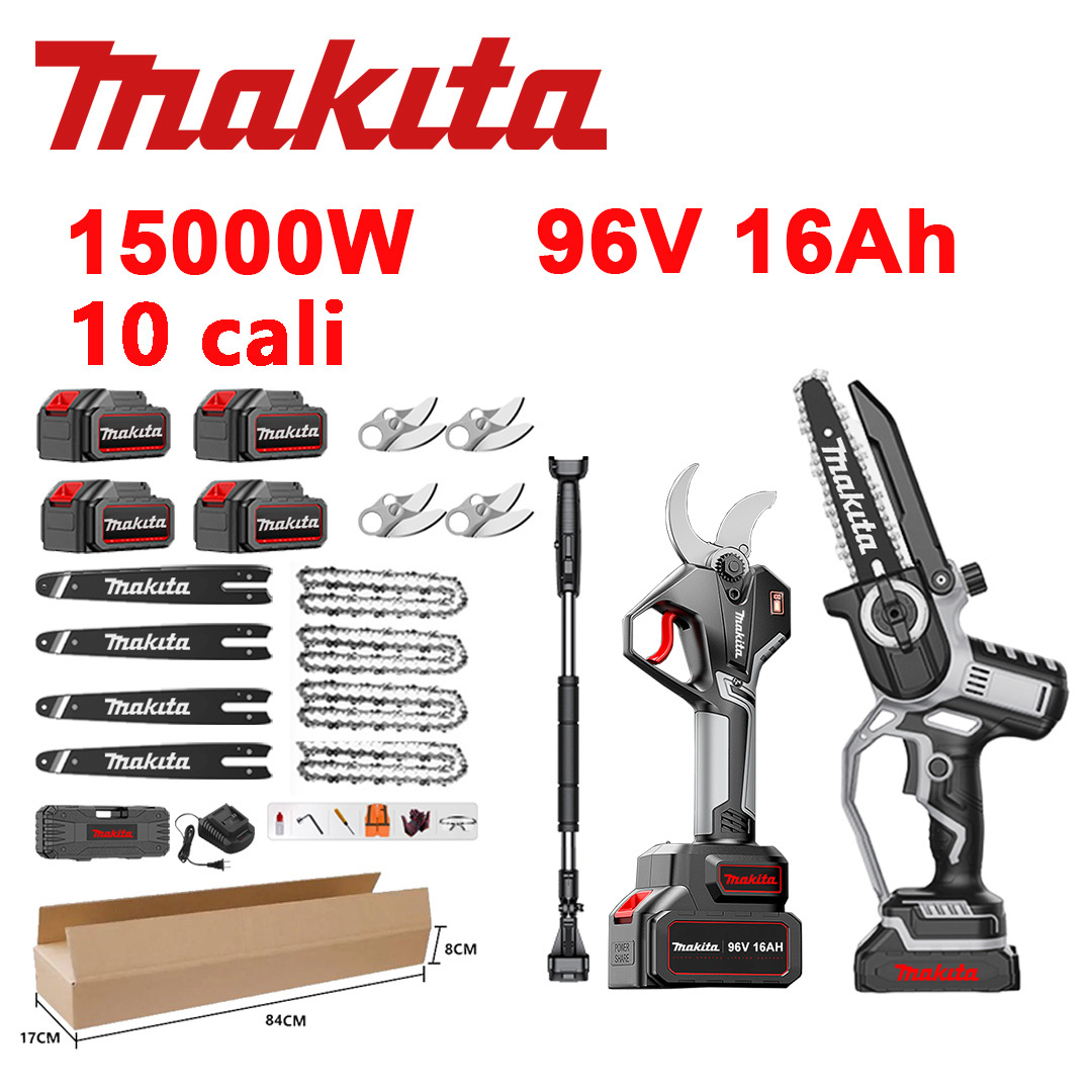 Kombinacja podkaszarki Makita 15000W i piły łańcuchowej 15000W z silnikiem bezszczotkowym i akumulatorem litowo-jonowym