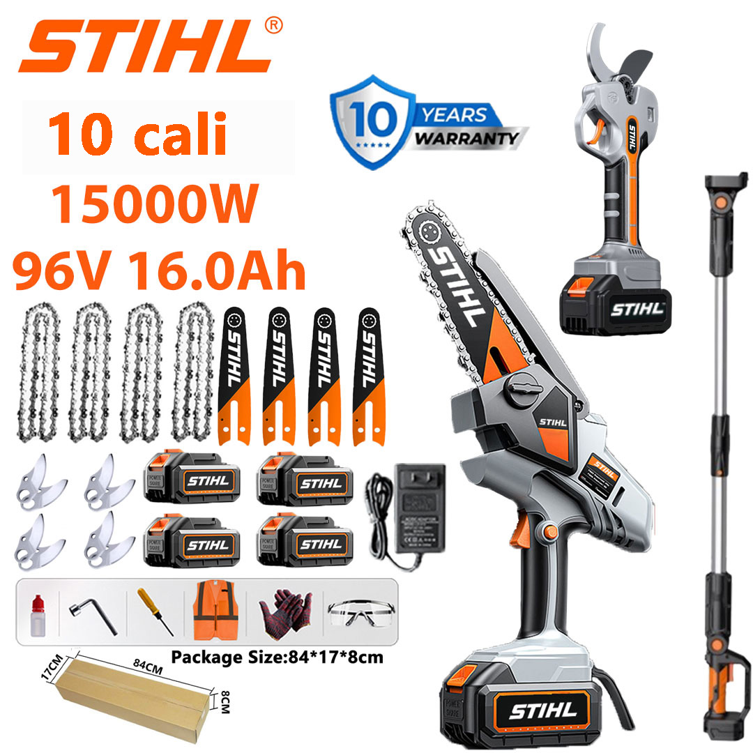 Pilarka łańcuchowa bezszczotkowa STIHL 15000W z długim uchwytem i chowanymi nożycami ogrodowymi