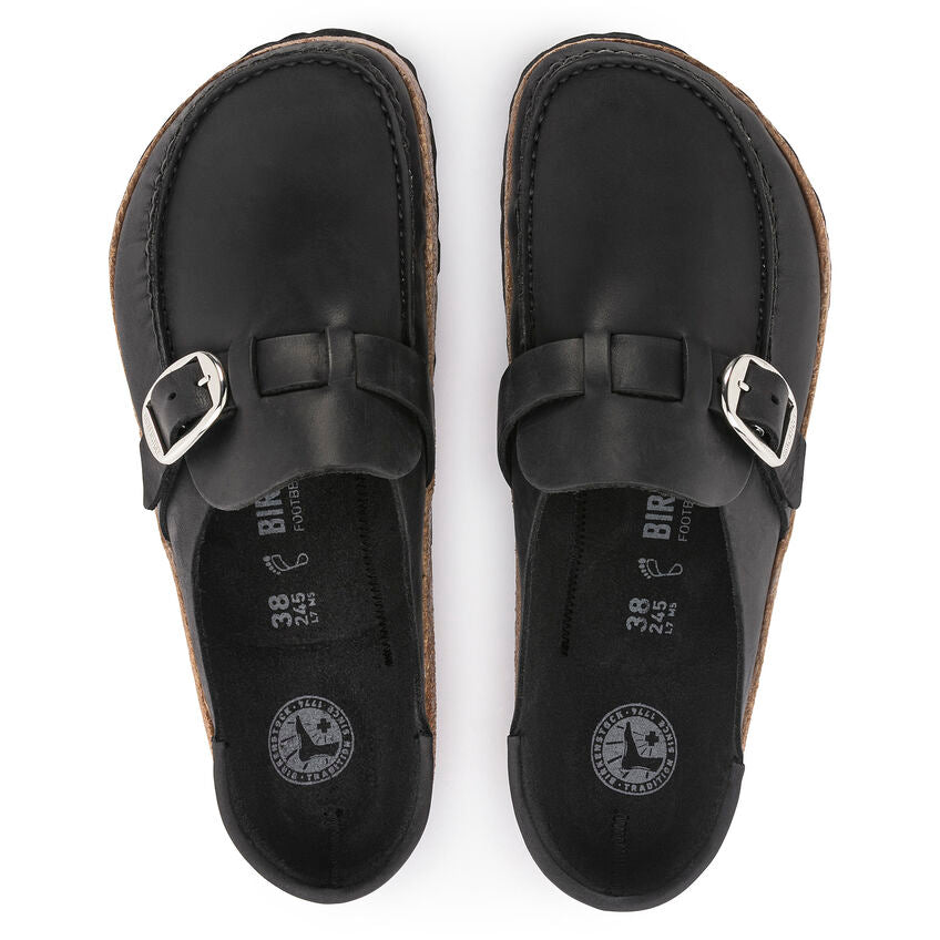 Birkenstock Damskie Klapki Buckley Oiled Leather Clog - Czarne