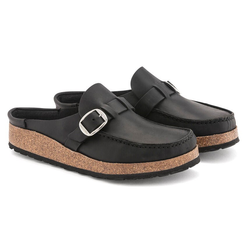 Birkenstock Damskie Klapki Buckley Oiled Leather Clog - Czarne
