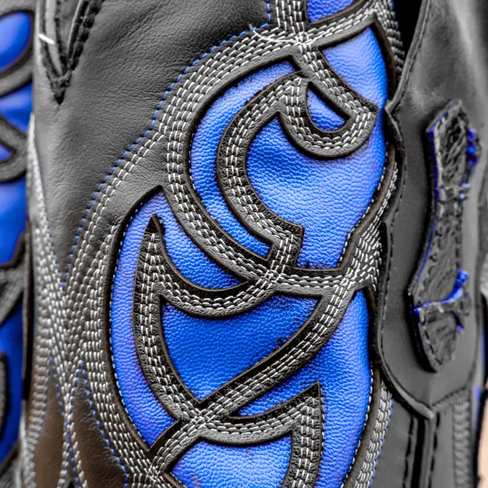 Černo-modré kožené boty Pirarucu - hranatá špička