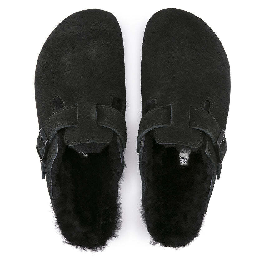 Birkenstock Unisex Boston Shearling Zamsz Skóra - Czarny