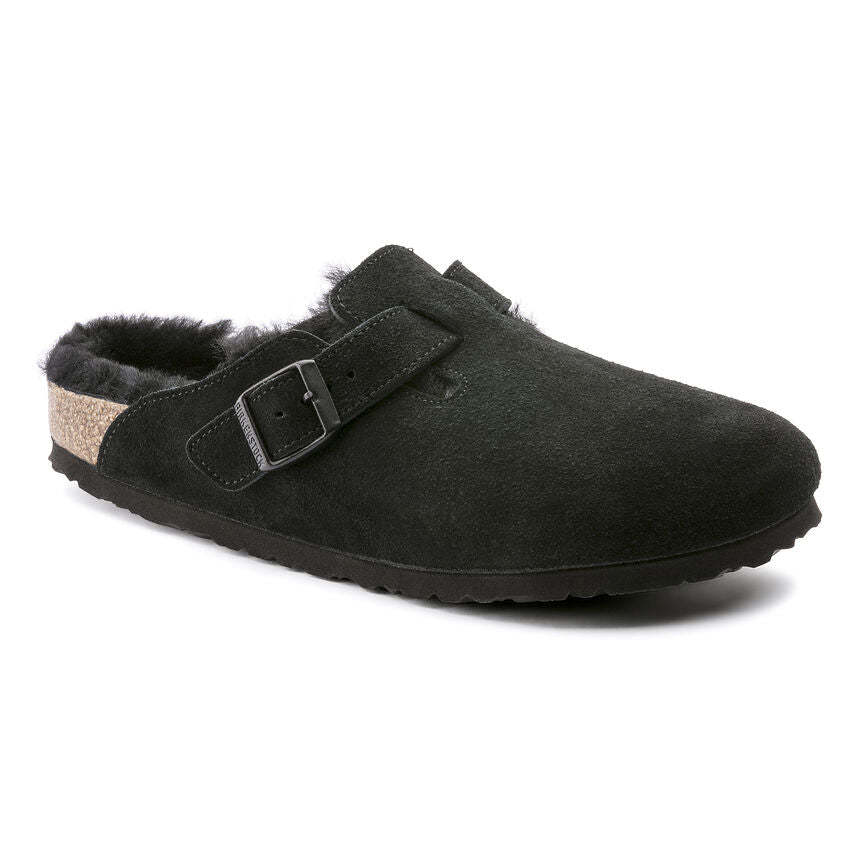 Birkenstock Unisex Boston Shearling Zamsz Skóra - Czarny