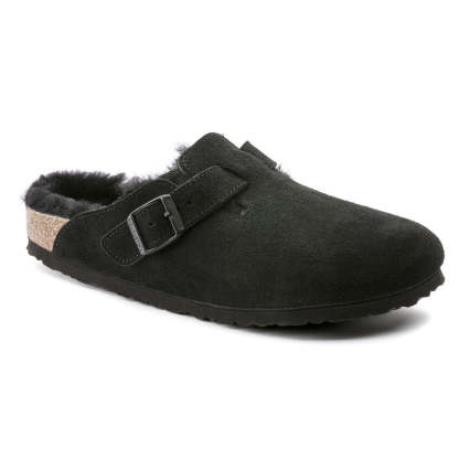 Birkenstock Unisex Boston Shearling Zamsz Skóra - Czarny