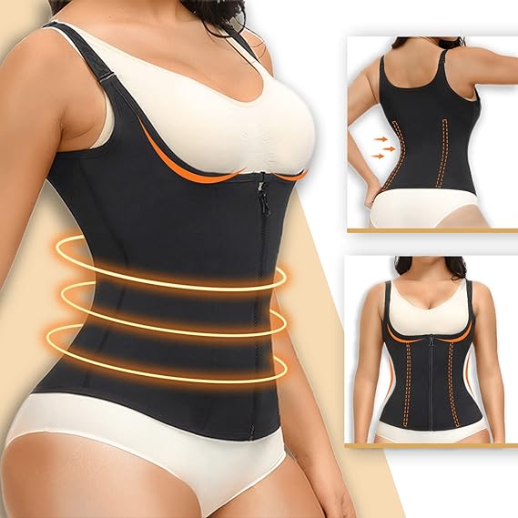 YADIFEN Trener talii dla kobiet – gorset modelujący sylwetkę z zamkiem, neoprenowa kamizelka typu sauna (Tank Top) do wyszczuplania brzucha