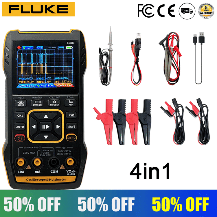 Multimetr Fluke 4 w 1 z generatorem sygnału i oscyloskopem z kamerą termowizyjną