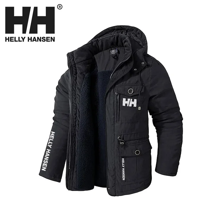 2025 nowa męska wiatroszczelna kurtka z kapturem ciepła parka z owczej