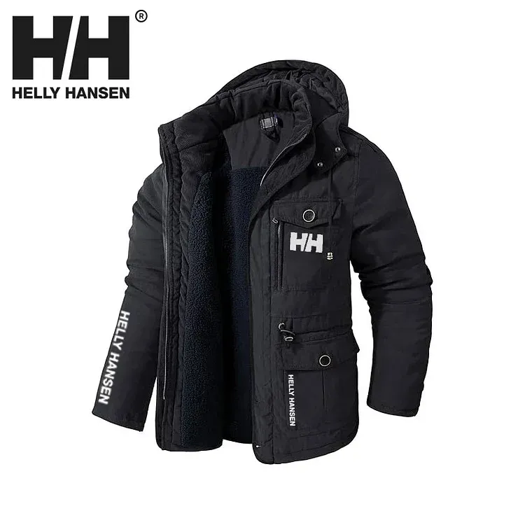 2025 nowa męska wiatroszczelna kurtka z kapturem ciepła parka z owczej wełny