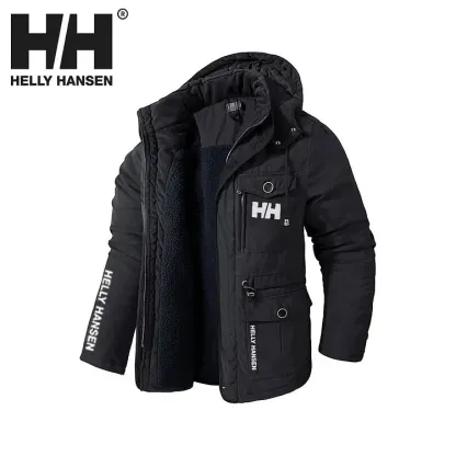 2025 nowa męska wiatroszczelna kurtka z kapturem ciepła parka z owczej wełny