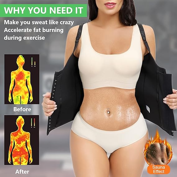 YADIFEN Trener talii dla kobiet – gorset modelujący sylwetkę z zamkiem, neoprenowa kamizelka typu sauna (Tank Top) do wyszczuplania brzucha