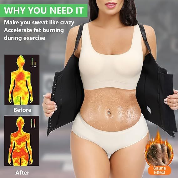 YADIFEN Trener talii dla kobiet – gorset modelujący sylwetkę z zamkiem, neoprenowa kamizelka typu sauna (Tank Top) do wyszczuplania brzucha