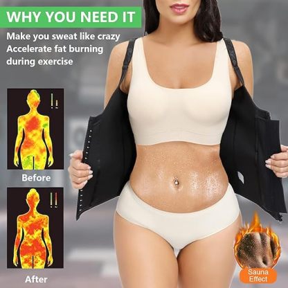 YADIFEN Trener talii dla kobiet – gorset modelujący sylwetkę z zamkiem, neoprenowa kamizelka typu sauna (Tank Top) do wyszczuplania brzucha