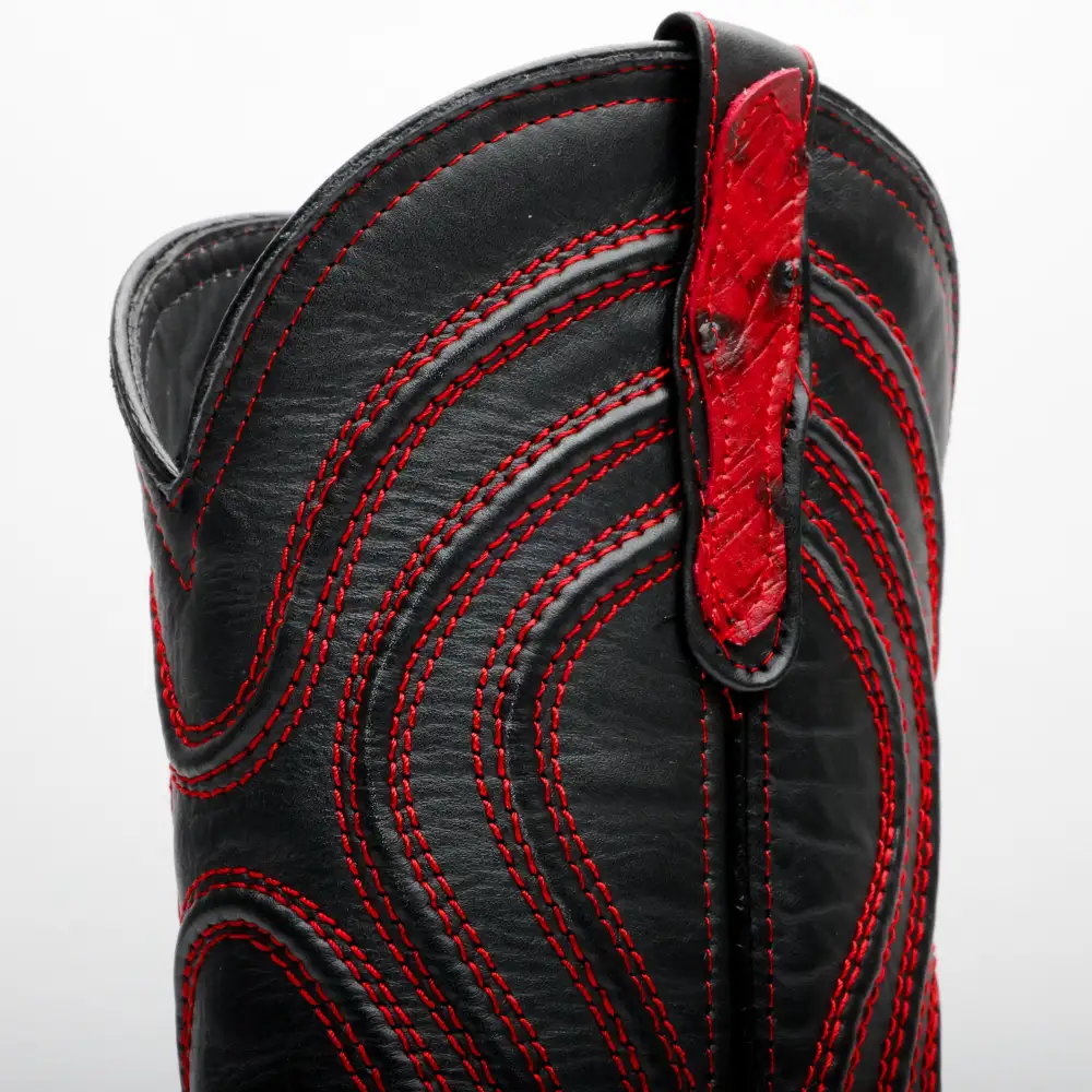 Kožené boty z pštrosí kůže Black Cherry - hranatá špička