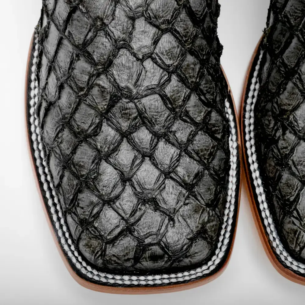 Šedé mini kožené boty Pirarucu - s hranatou špičkou