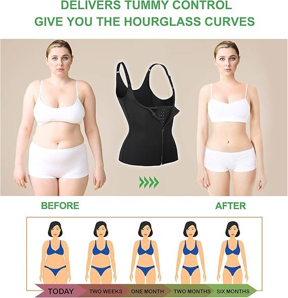 YADIFEN Trener talii dla kobiet – gorset modelujący sylwetkę z zamkiem, neoprenowa kamizelka typu sauna (Tank Top) do wyszczuplania brzucha