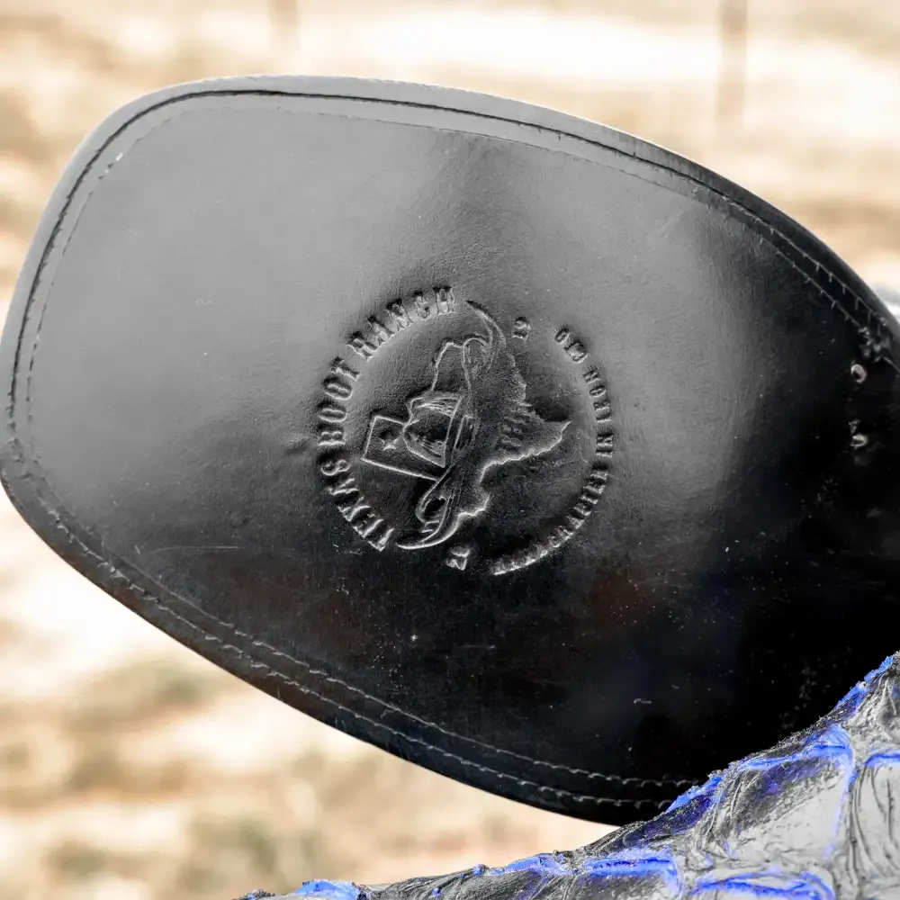 Černo-modré kožené boty Pirarucu - hranatá špička