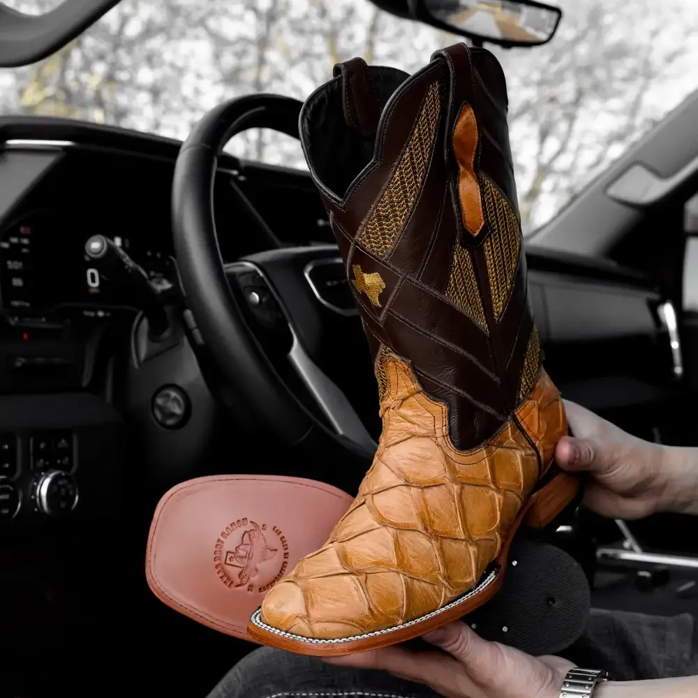 Kožené boty Honey Pirarucu - hranatá špička