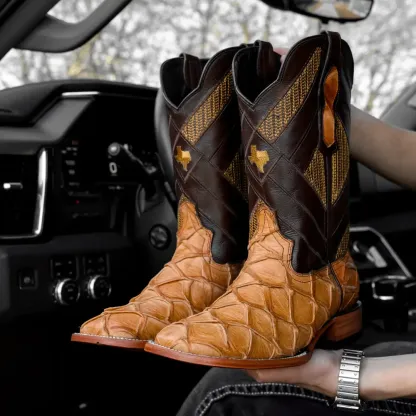 Kožené boty Honey Pirarucu - hranatá špička