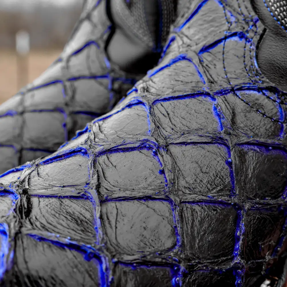 Černo-modré kožené boty Pirarucu - hranatá špička