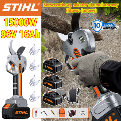 Bezszczotkowe akumulatorowe nożyce do przycinania STIHL (15 000 W) z długim uchwytem i ukrytym ostrzem ogrodowym