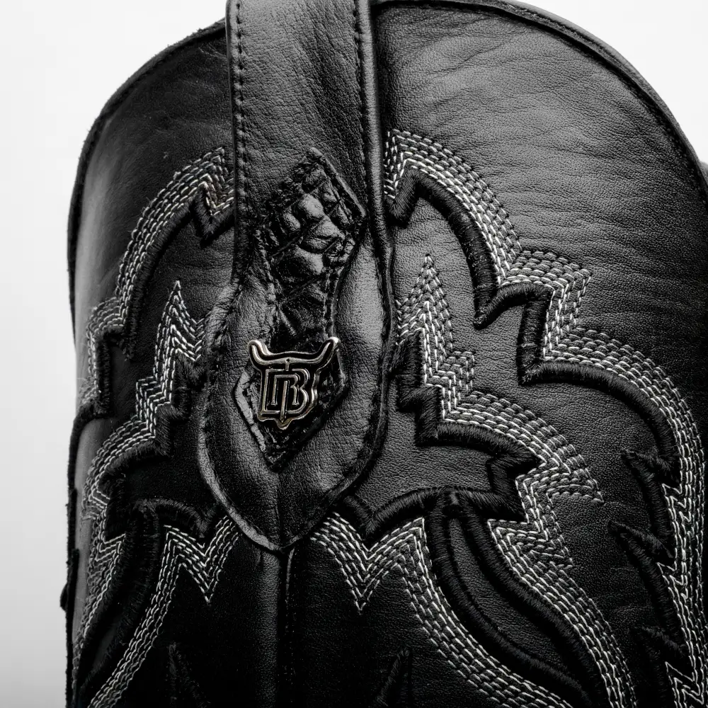 Černé kožené boty Caiman s rohovinou - hranatá špička