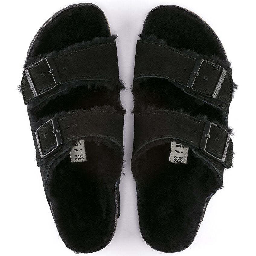 Birkenstock Unisex Arizona Shearling Zamsz Skóra - Czarny
