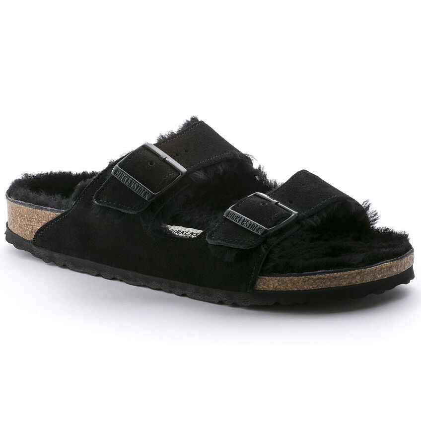 Birkenstock Unisex Arizona Shearling Zamsz Skóra - Czarny