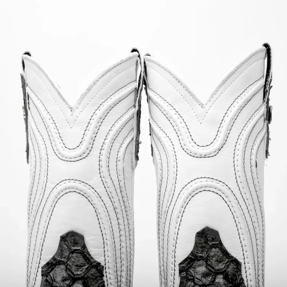 Šedé mini kožené boty Pirarucu - s hranatou špičkou