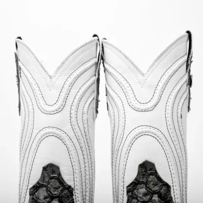 Šedé mini kožené boty Pirarucu - s hranatou špičkou