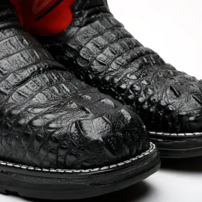 Černé kožené boty s kajmanským výstřihem a lehkou 3D podrážkou - kompozitní špička