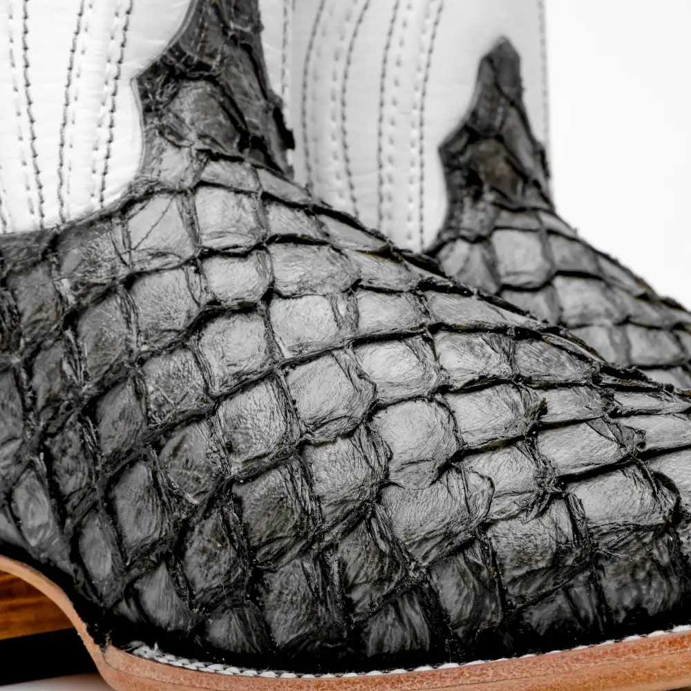 Šedé mini kožené boty Pirarucu - s hranatou špičkou