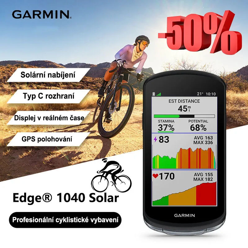 Hodinky na cyklistiku s solárním nabíjením Garmin Edge 1040