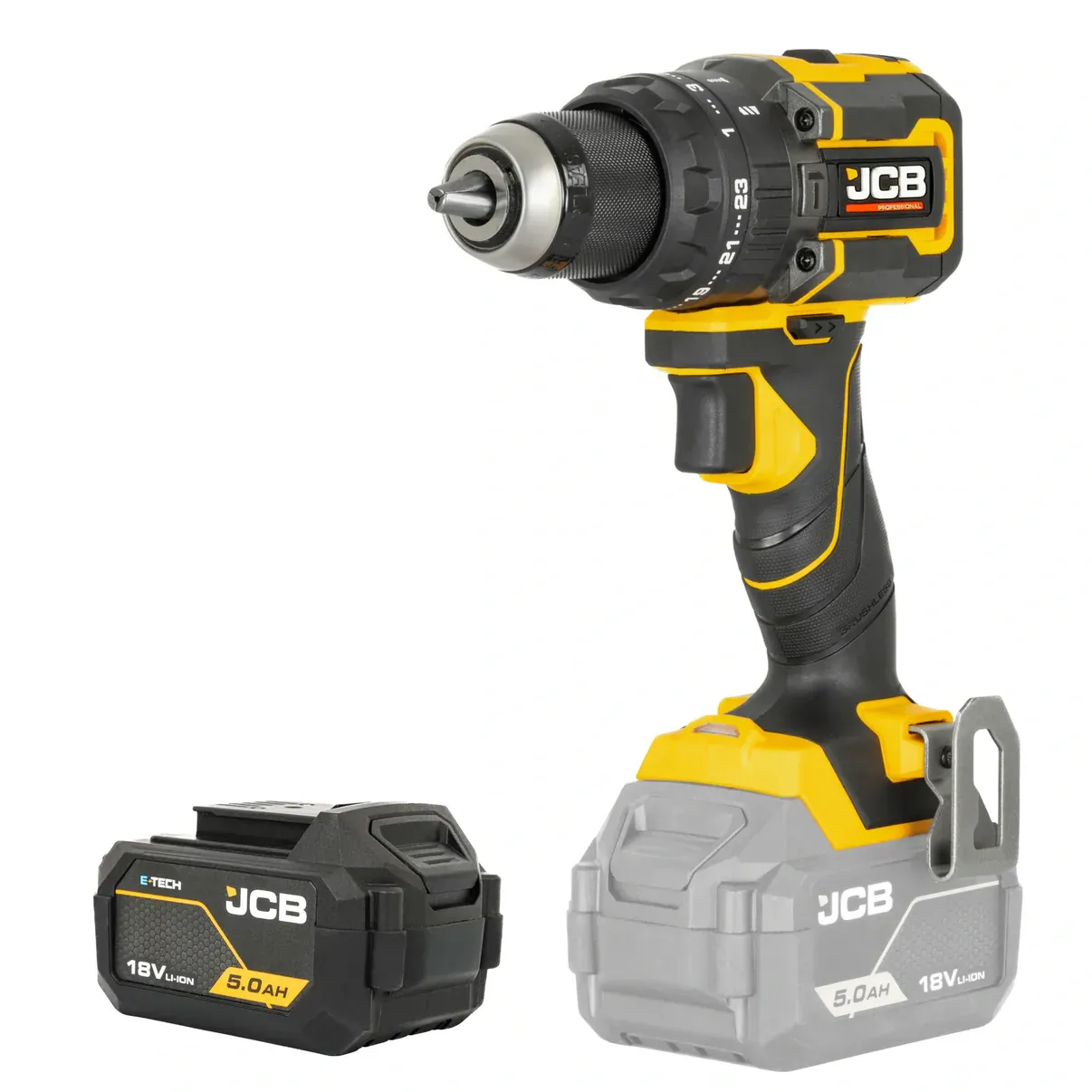 Wiertarko-wkrętarka akumulatorowa JCB 18V 75 Nm – Brushless z udarem