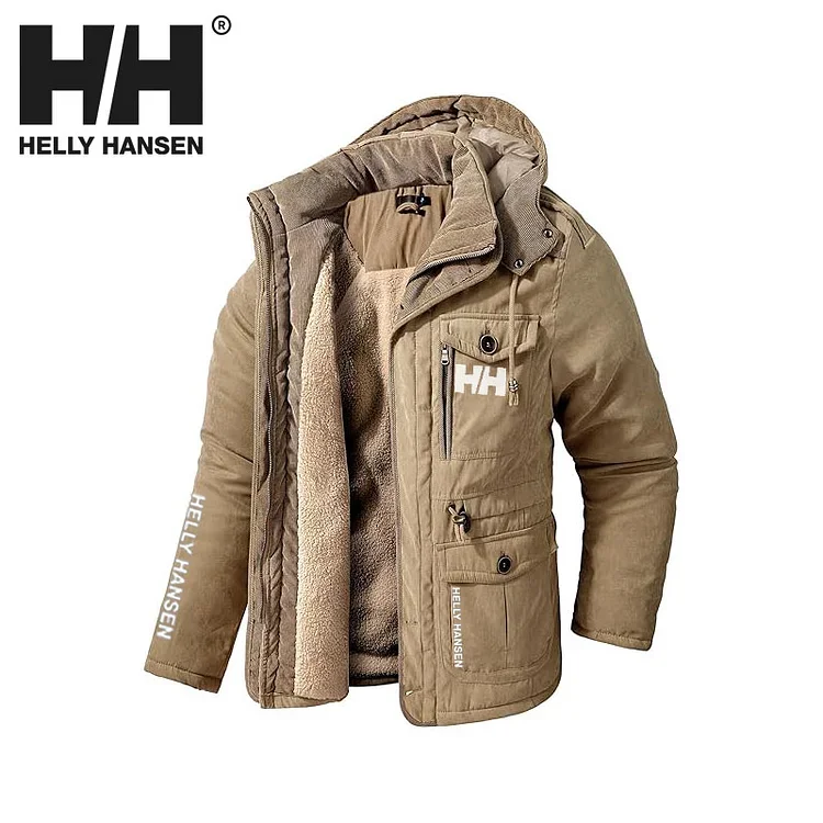 2025 nowa męska wiatroszczelna kurtka z kapturem ciepła parka z owczej