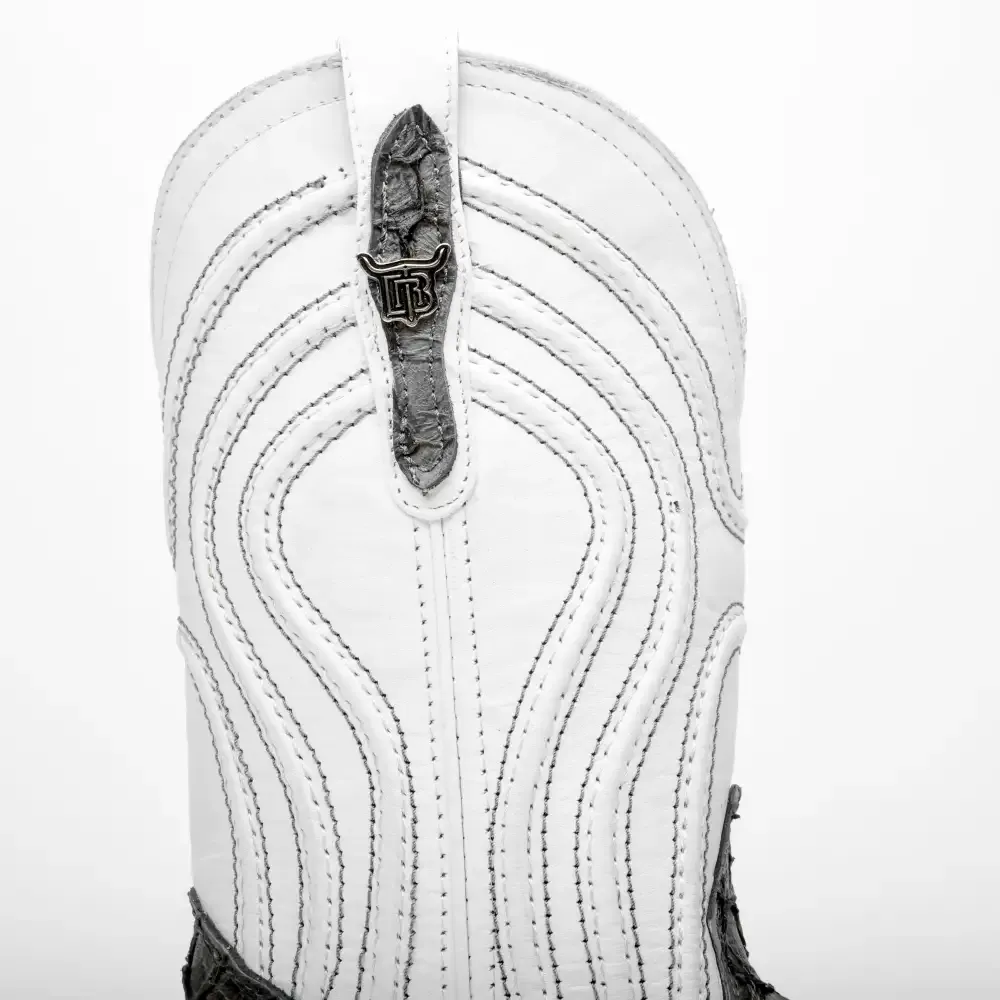 Šedé mini kožené boty Pirarucu - s hranatou špičkou