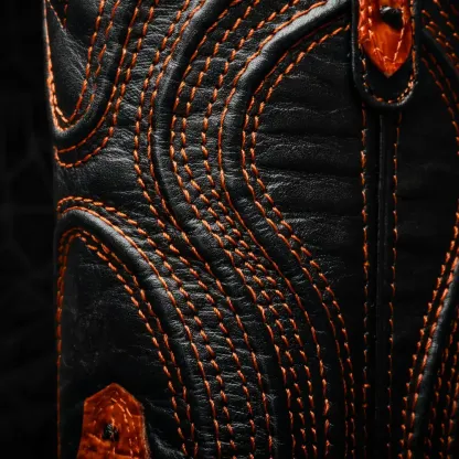 Kozačky z pštrosí kůže v koňakové barvě - hranatá špička