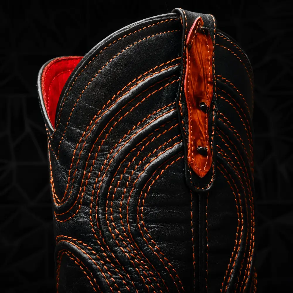 Kozačky z pštrosí kůže v koňakové barvě - hranatá špička