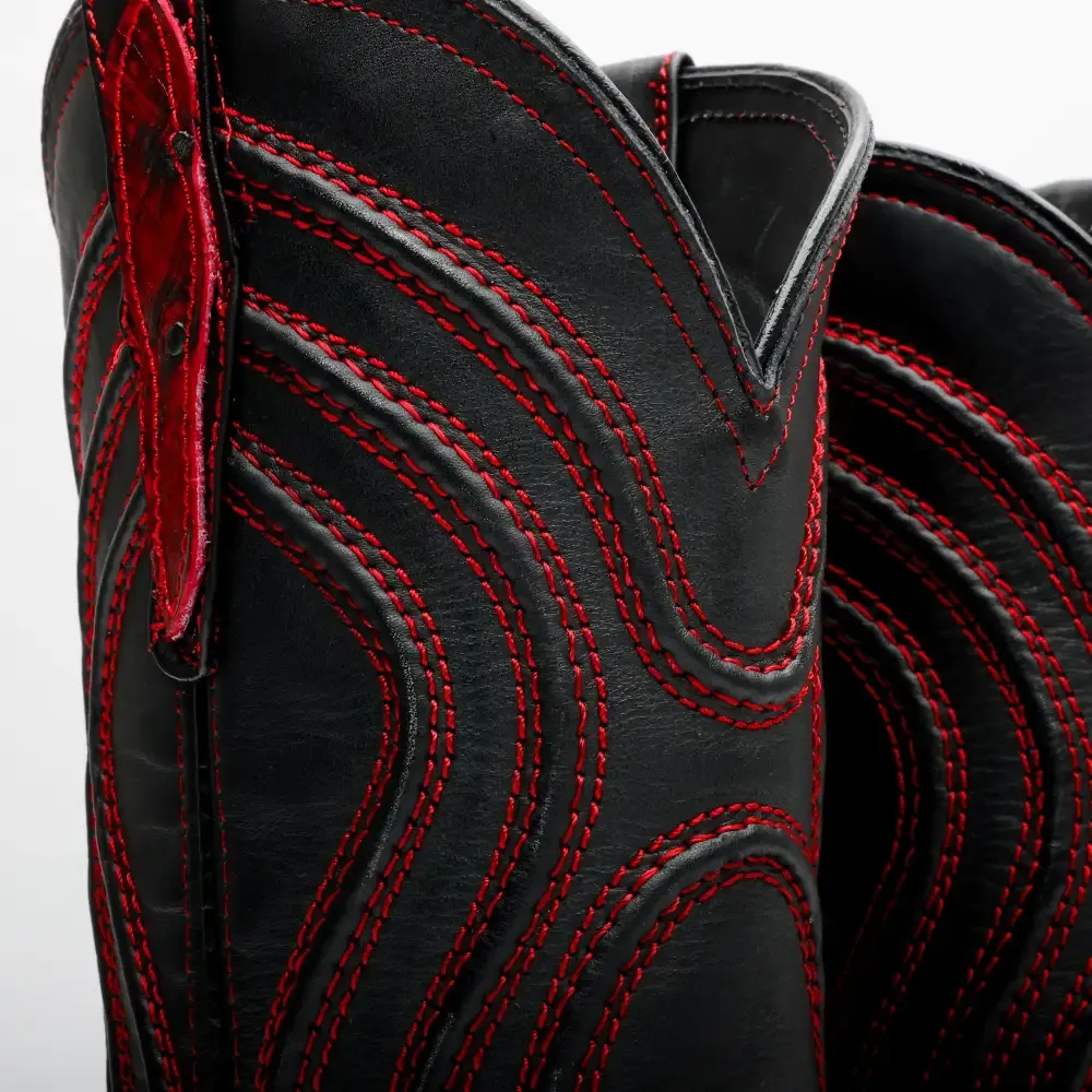 Kožené boty z pštrosí kůže Black Cherry - hranatá špička