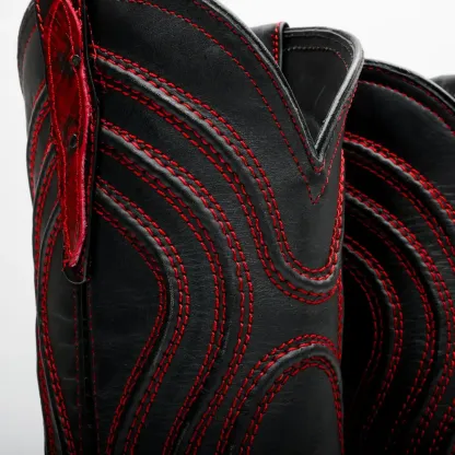 Kožené boty z pštrosí kůže Black Cherry - hranatá špička