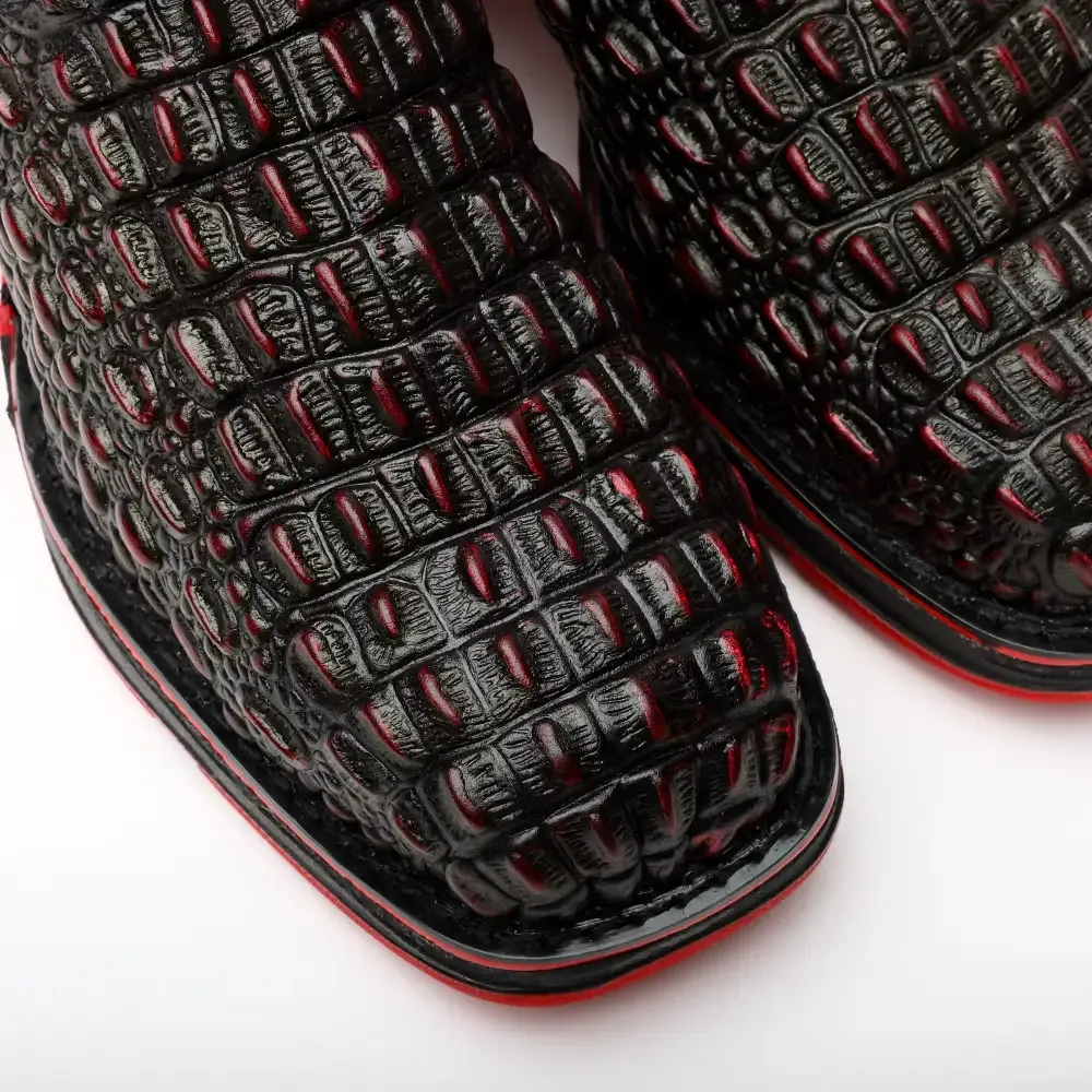 Kožené boty Black Cherry Caiman s rohovinovou špičkou a lehkou 3D podrážkou - kompozitní špička