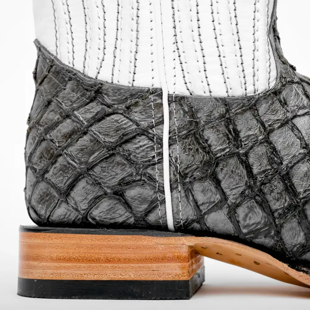 Šedé mini kožené boty Pirarucu - s hranatou špičkou