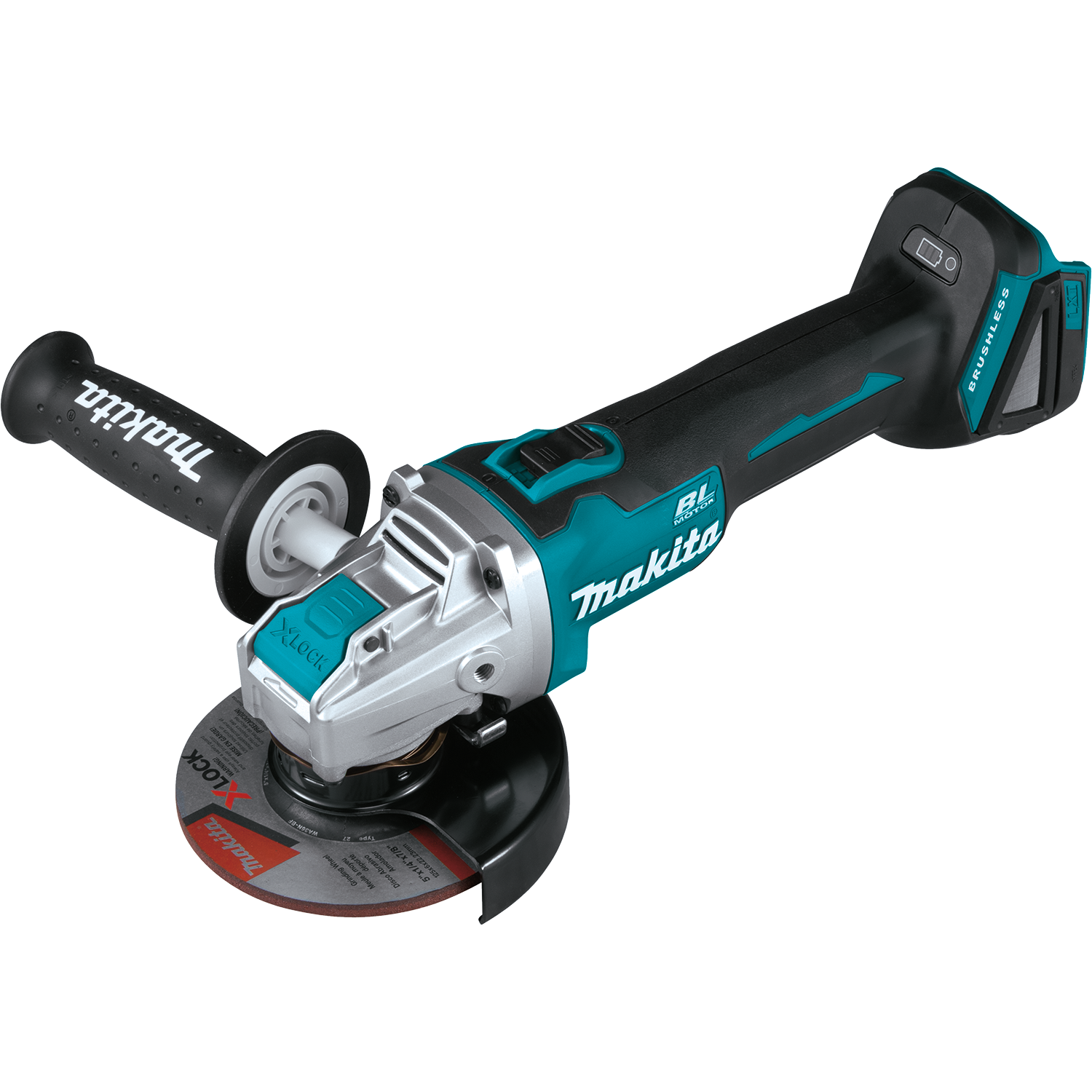 Obchody 110-lecia firmy Makita —Bezszczotkowa szlifierka kątowa 18 V LXT® Li-Ion X-LOCK (tarcze 115 mm / 125 mm) z systemem AFT® – samo narzędzie