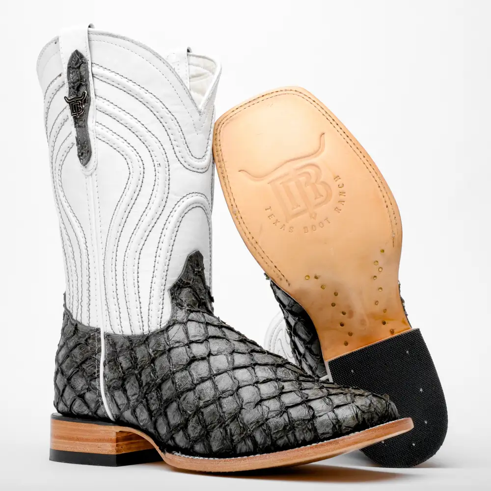 Šedé mini kožené boty Pirarucu - s hranatou špičkou