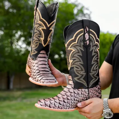 Kožené boty Orix Python - hranatá špička