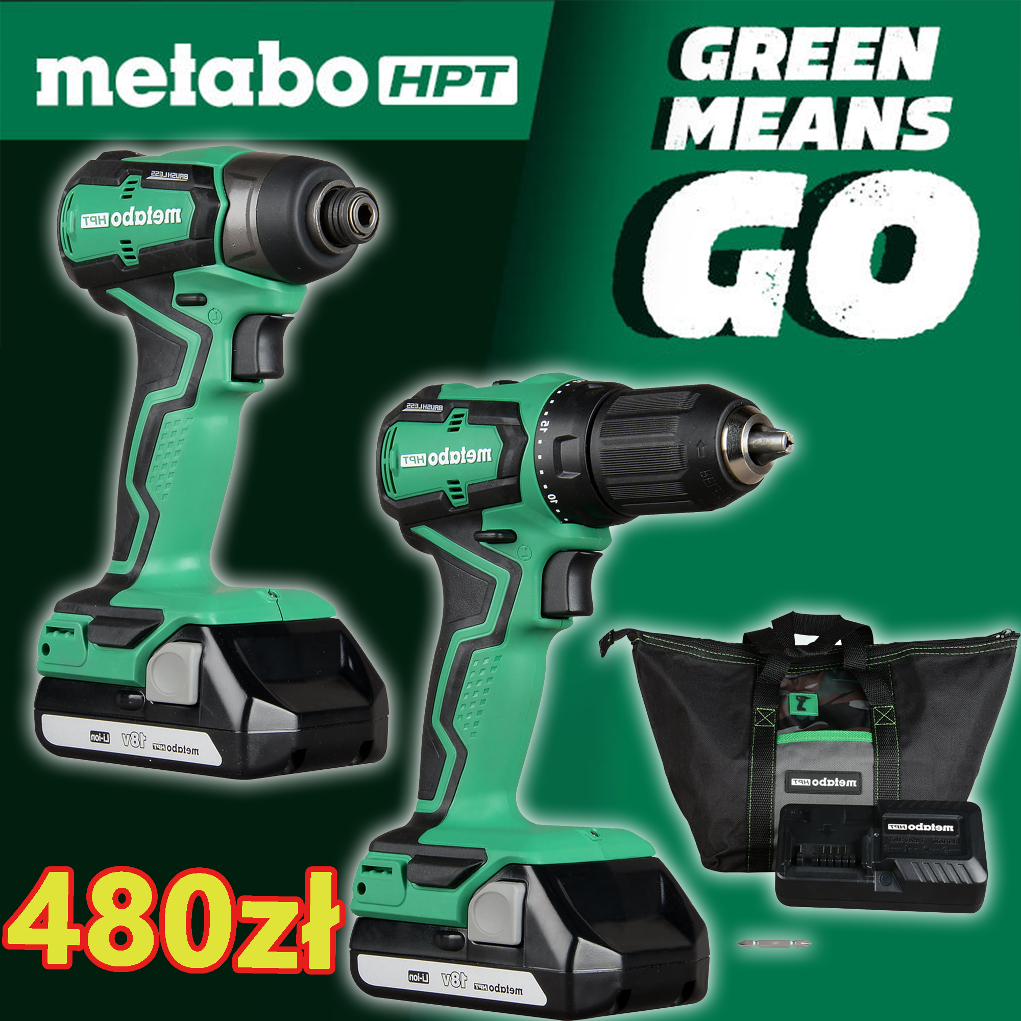 【Obchody stulecia Metabo】Metabo HPT 18V Cordless Brushless Driver Drill & Impact Driver Combo Kit