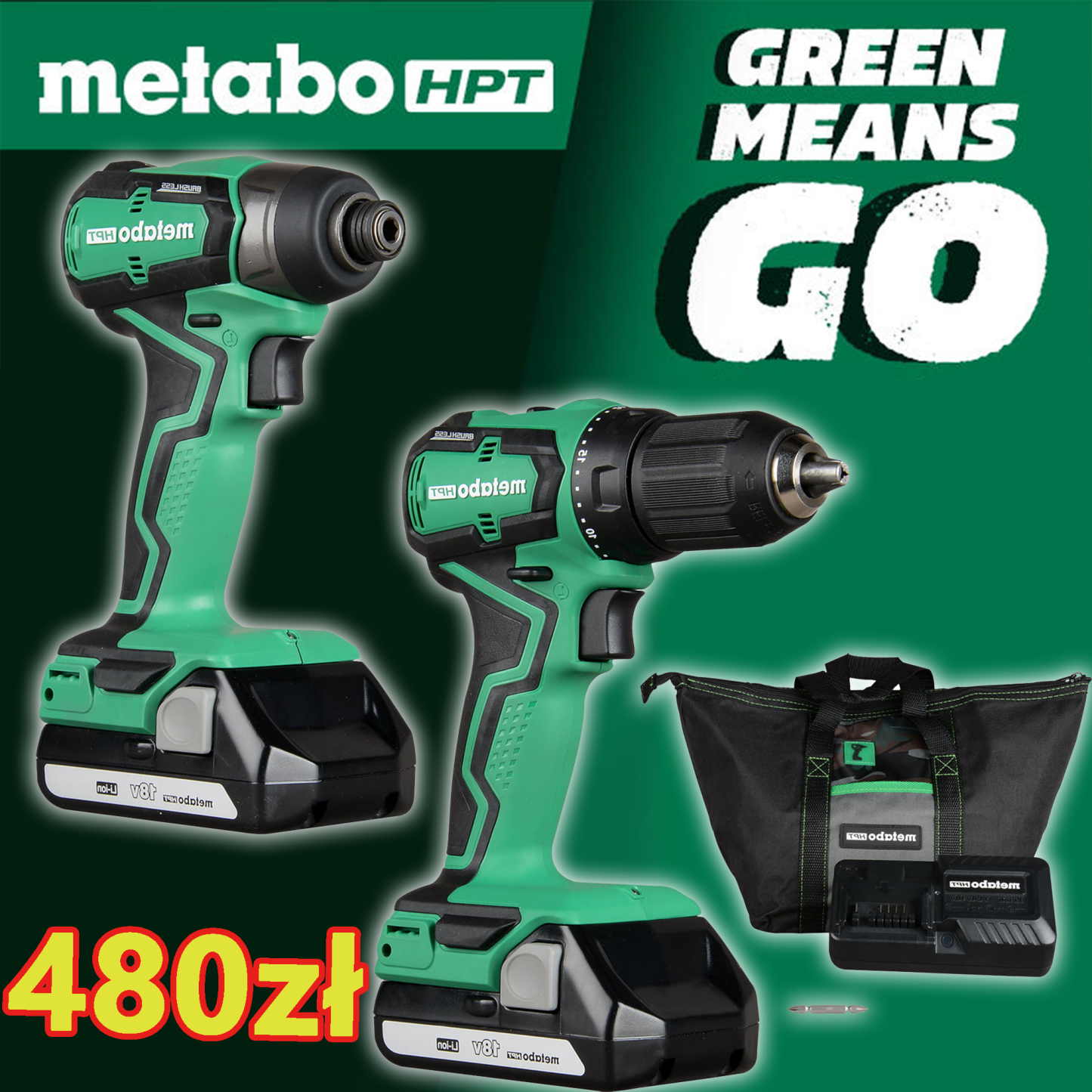 【Obchody stulecia Metabo】Metabo HPT 18V Cordless Brushless Driver Drill & Impact Driver Combo Kit
