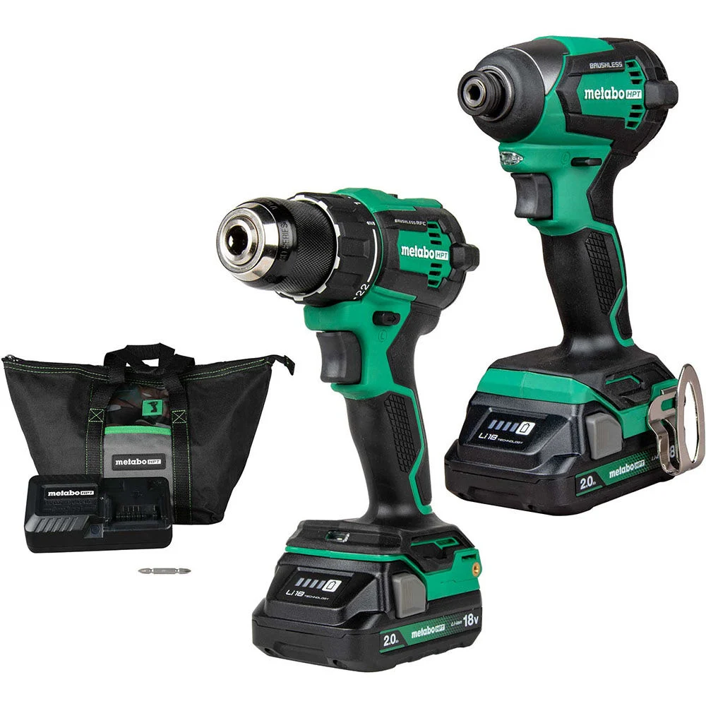 Metabo HPT 18V Cordless Brushless Driver Drill & Impact Driver Combo Kit