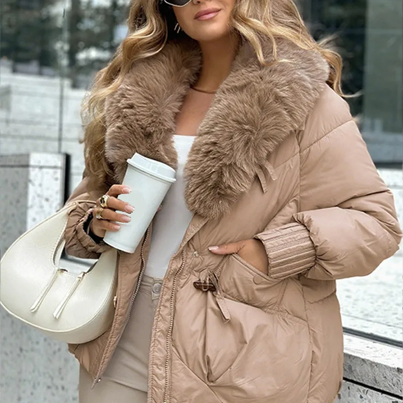 Thick cotton coat with fur collar - C0349