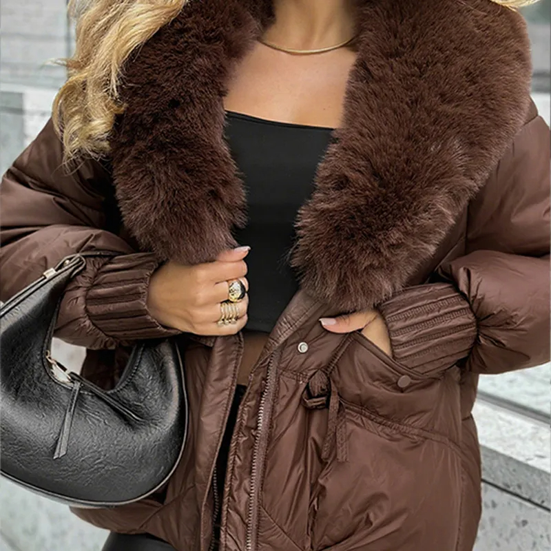 Thick cotton coat with fur collar - C0349