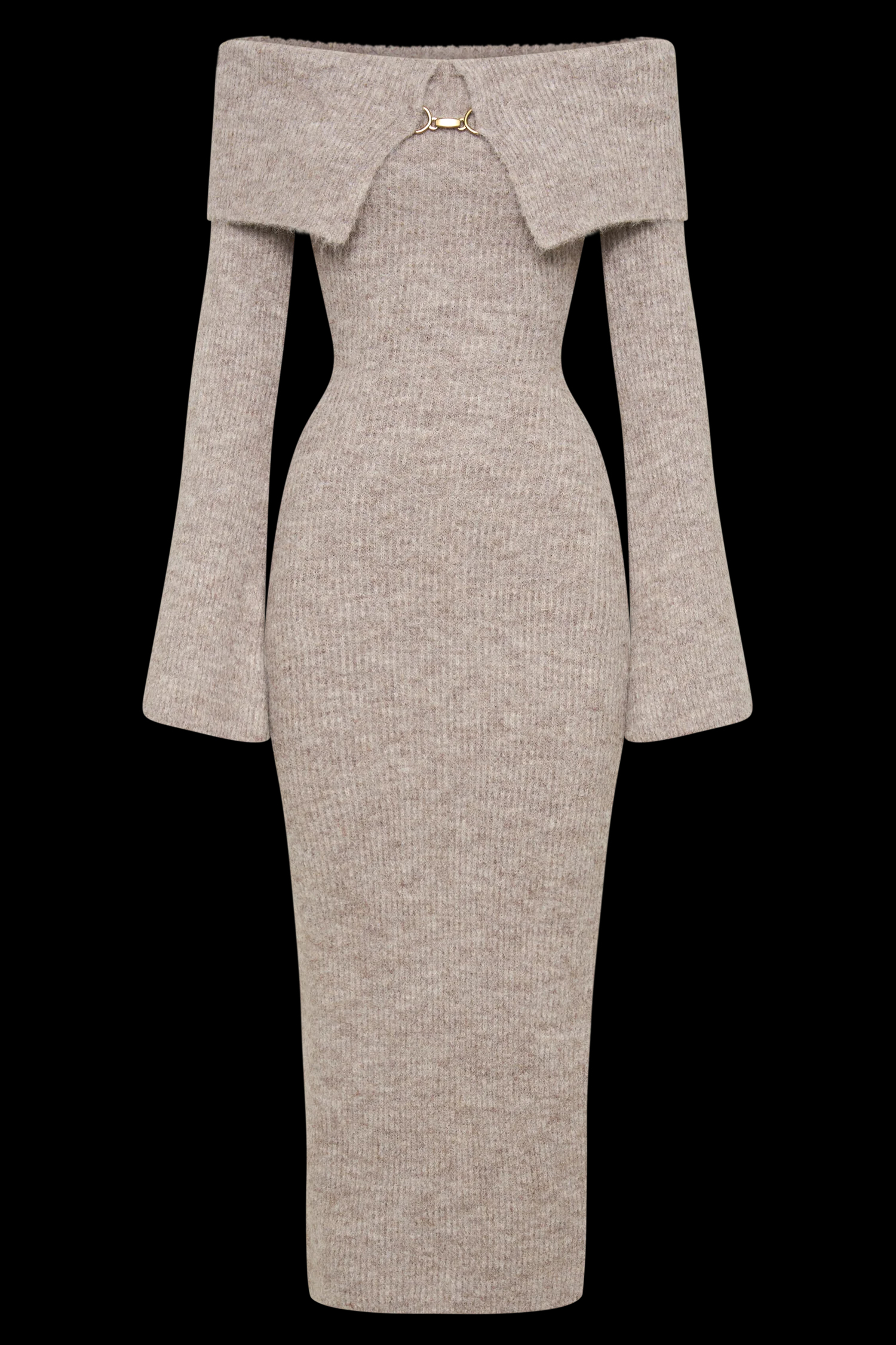 Elegant and fashionable lapel off-shoulder dress - C0322